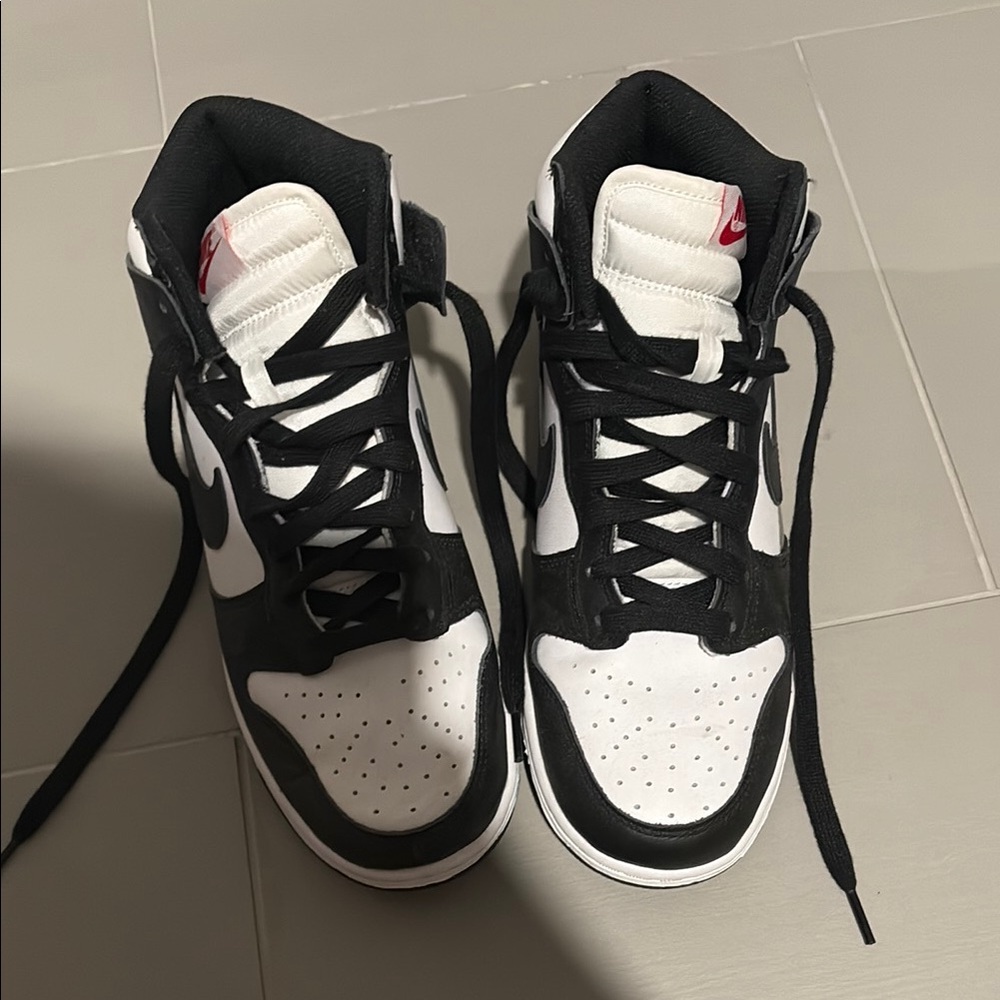 Nike Black and White High-Tops with Red Accents